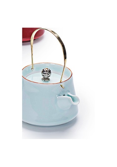 Celadon Seramik Işın Çay Potu 240 Ml, Japon Tarzı Çay Potu Pu'er Pot Ev Çay Seti Tek Çaydanlık Seramik Çiçek Çaydanlık Su Isıtıcısı Çaydanlıklar Altın - Beyaz