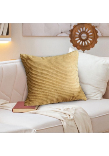 Suntek Kadife Yastık Kılıfı Kare 45x45 Cm Kanepe Otel Yatak Sarı