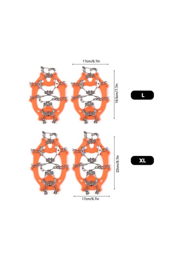 Wezone Paslanmaz Çelik 24 Dişli Buz Tırnağı - Kar Buz Kaydırmaz Ayakkabı Aksesuarı Portakal