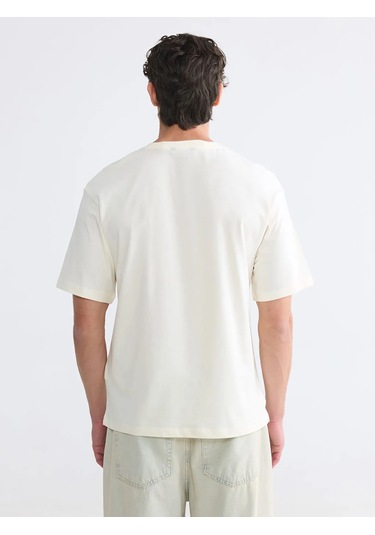 Lc Waikiki Ekru Regular Fit %100 Pamuk Erkek Tişört