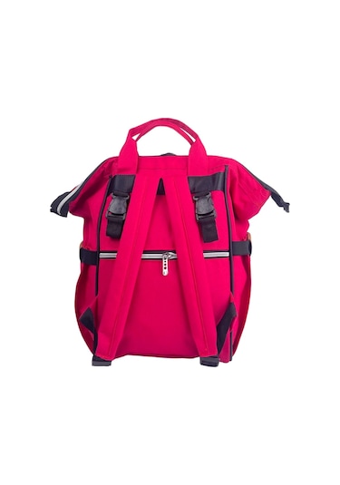 Lugami 06 Anne Bebek Bakım Sırt Çantası Biberon Termoslu Sıvı Geçirmez Pembe