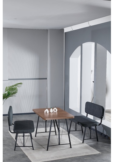 Mygusi Hayat 2 Bench Mutfak Masası Amalfi Ceviz Antrasit