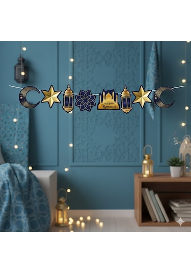 Dodomar 90x30 Cm Ramazan Ayyıldız Figürlü Mavi Süs Sarkıt Tavan Dekoru Diğer