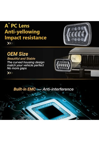 Pazly C0065 1 Adet 7 İnç Kare Led Far 7x6 5x7 İnç Yüksek/düşük Far Aydınlatma