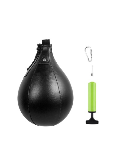 Konesam Siyah Boks Hız Topu Armut Şekli - Pu Deri, Çarpma Dayanıklı, Refleks Ve Hız Eğitimi - Hava Pompa Ve Sabitleme Kanca Dahil