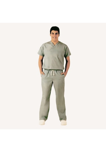 Emel Tekstil Erkek Açık Gri Doktor Cerrahi Yaka Takım