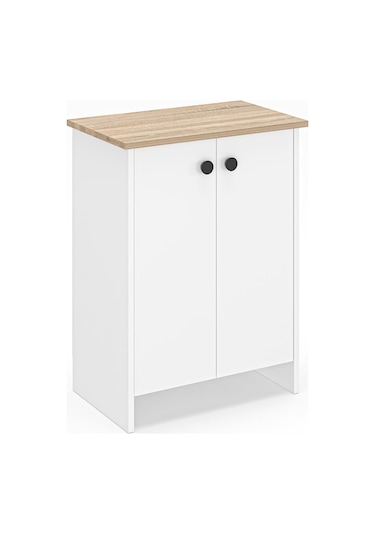 Dorta Mutfak Dolabı 2 Kapaklı 3 Raflı Kahve Köşesi Kiler Dolabı Beyaz Meşe Beyaz - Meşe