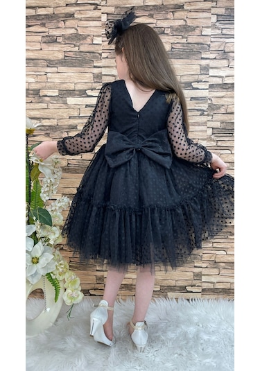 Mnk Baby & Kids Katkat Prenses Dantel Tokalı Kız Çocuk Elbise Siyah