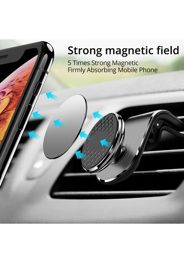 Manyetik Araç Telefon Tutucu, Evrensel Araç Telefon Tutucu 360 Dönebilen Manyetik Araç Telefon Tutucu Ve Tek Serbest Bırakma Düğmesi - Siyah