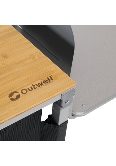 Outwell Padres Storage Unit W. Side Table Bambu Portatif Kamp Mutfağı Çok Renkli