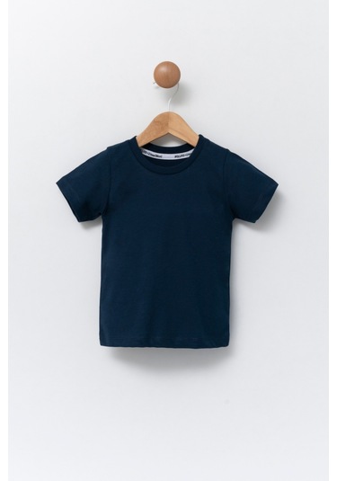 Çocuk Bisiklet Yaka Basic Düz T-shirt %100 Pamuk 001