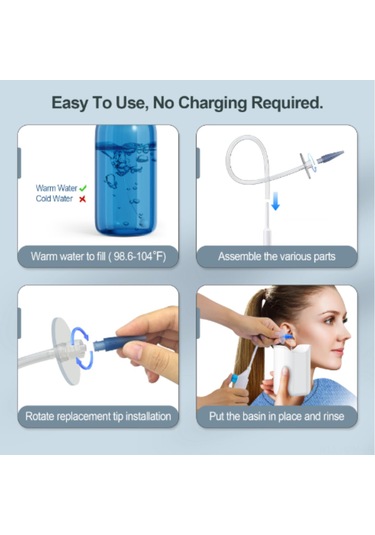 Suofeng Ev İçi Kulak Yıkama Aleti: Manuel Basma İle Su Akışı Kontrolü, Kulak Kehribarını Nazikçe Temizle, Tüm Aile Üyeleri İçin Kullanımı Kolay Beyaz