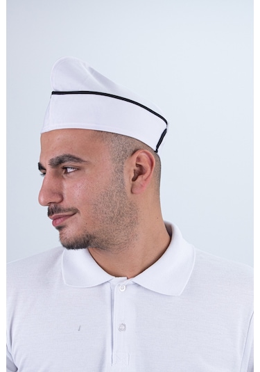 Chef Bone Kep Aşçı Şef Şapkası Beyaz Siyah Biyeli Çok Renkli