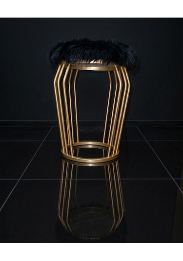 Wersace Gold Siyah Peluş Puf