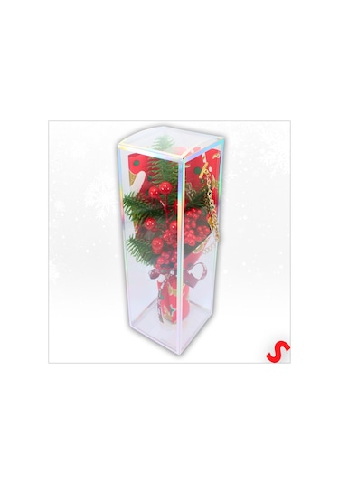 Pvc Kutulu Kokinalı 26cm X 8,5cm Yılbaşı Buketi - Kırmızı