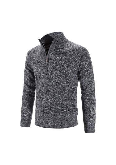 Sonbahar Ve Kış Örme Dik Yaka Basit Bol Artı Kadife Kalın Erkek Kazağı Kırmızı