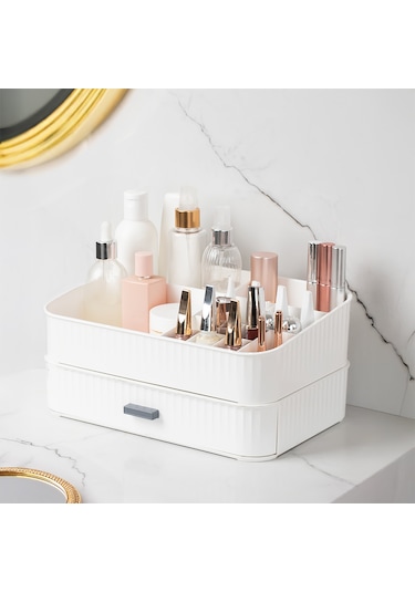 Porsima 0619 Çekmeceli Takı Organizeri Makyaj Düzenleyici Kutu Be Beyaz