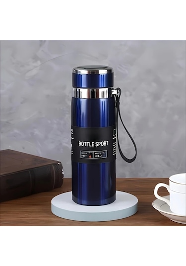 Techbloom Thermos Flask 1000ml Blue Vakum Izolasyonlu Termos Sıcak Soğuk Saklama Seyahat Kamp Spor