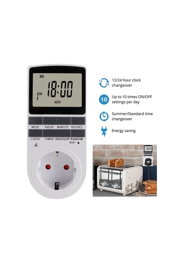 Qingmipy Akıllı Zamanlayıcı Priz - 10 Programlı Lcd Ekranlı, Enerji Tasarruflu Eu Fişli Elektrikli Cihazlar İçin