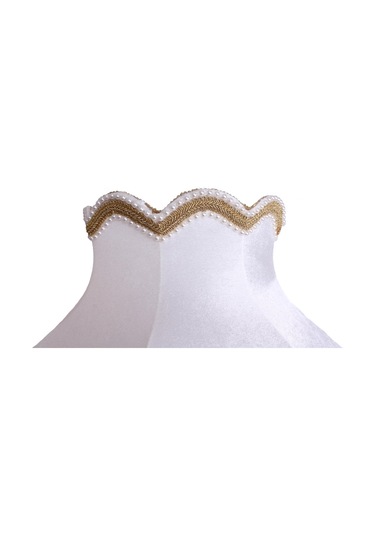 Kadife Kumaş Kaplama Ahiap Ayak Lambader Gold Beyaz