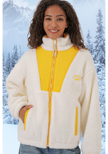 Bigdart 5194 Kadın Peluş Mont Ceket - Sarı