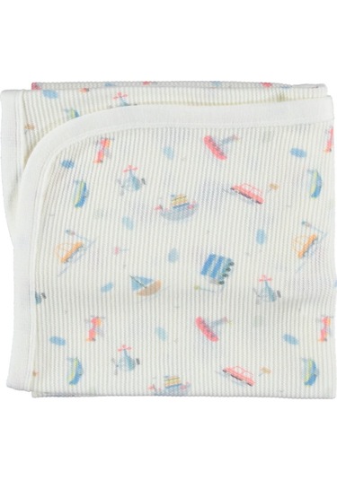 Bebek Baskılı Triko Uyku Battaniye Kaliteli Pamuklu Triko Bej