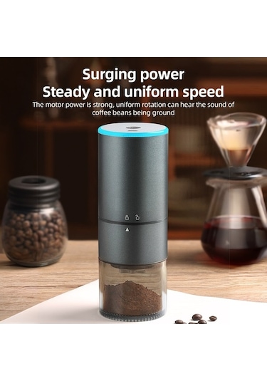 Bloomnest Elektrikli Kahve Çekirdeği Öğütücü 25g Kapasiteli Sessiz Seramik Çekirdek Tip-c Şarjlı Temizleme Fırçalı Mavi