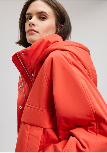 Mavi - Kapüşonlu Kırmızı Ceket 1110348-70461 Kırmızı
