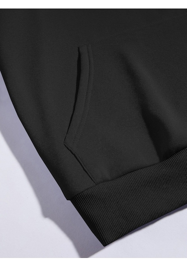 Coke Serisi Car & Letter Graphic Drawstring Thermal Lined Hoodie-trzksw594 Siyah