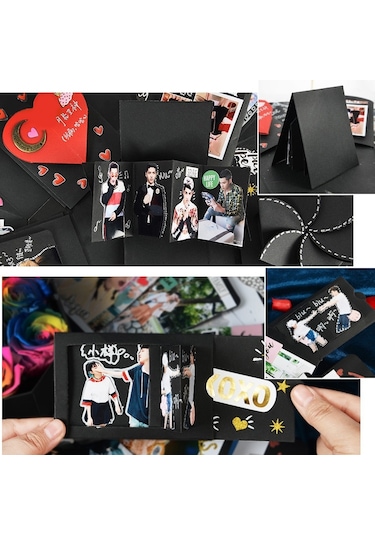 Kalp Şekli Dıy El Yapımı Fotoğraf Albümü Sürpriz Patlama Zıplayan Hediye Kutusu