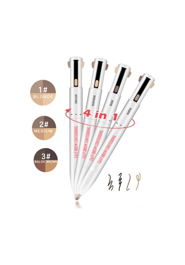 Gajeena 4 Renkli Döner Kalemli Kaş Kalemi - 02 Orta Ton, Plastik Gövde, Pratik Kullanım