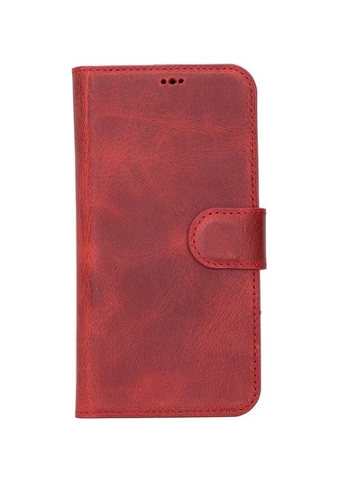 Apple İphone 13 Pro Uyumlu Deri Cüzdanlı Kılıf Liluri G4 Kırmızı