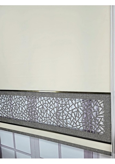 Yeni Nesil Çift Renk Lazer Stor Perde Mat Kalın Kumaşlı Renk Seçenekli Krem-gri