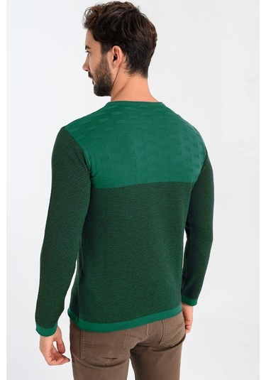 Heyss Bisiklet (Sosis) Yaka Yeşil Erkek Triko Kazak Yeşil