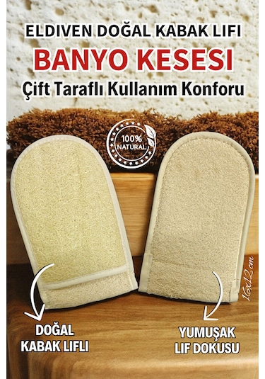 Em Amanos Beauty Çift Taraflı Eldiven Doğal Kabak Lifi Banyo Kesesi