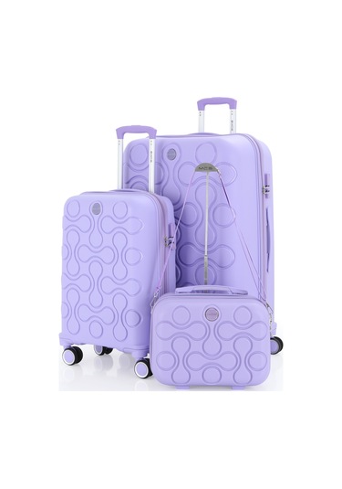 Mçs Polipropilen 3lü Valiz Seti Büyük & Kabin & Makyaj V376 S23sy1000053-set 00025 Lila