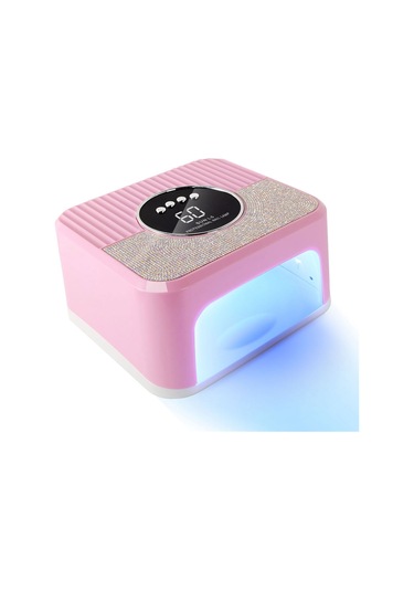 Xurunkeji Uv Tırnak Lambası Jel Tırnaklar, 4 Zamanlayıcı Modlu 45 Led Tırnak Lambası, Parıltılı Tırnak Yapay Elmaslarıyla Süslenmiş Pembe Jel Tırnak Lambası Abd