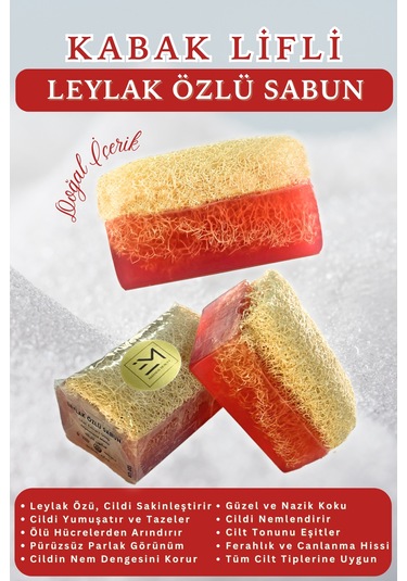 Doğal Kabak Lifli Leylak Özlü Sabun Cilt Tonunu Eşitler Yatıştırı