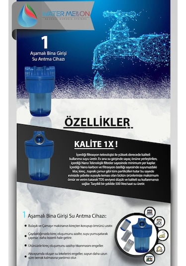 WaterMelon 5 Inç Daire Bina Sayaç Girişi Pas Çamur Kireç Önleyici Su Arıtma Pratik Yıkanabilir Filtre