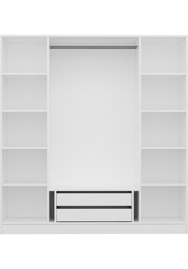 Kale Plus 4 Mebran Kapaklı 2ç Dolap Beyaz Mebran Füme Cam 210cm Beyaz