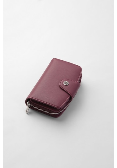 Cengiz Pakel Orta Boy Çıt Çıt Detaylı Kadın Cüzdan/portföy - 65300 - Mürdüm 65300-mürdüm