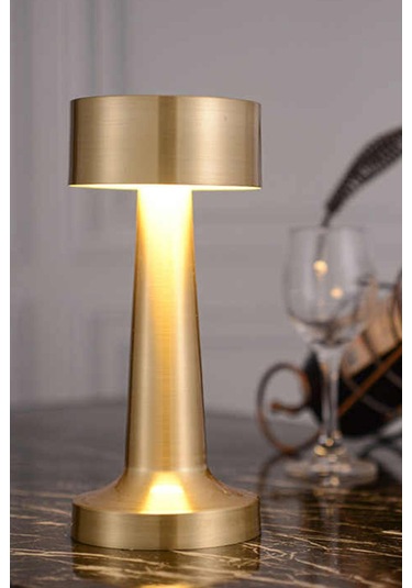 Dimmerli Dekoratif Gold Şarjlı Dokunmatik Led Masa Lambası Usb Kablolu Gece Lambası Nv0055g Gold