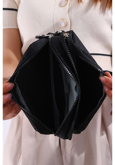 Rlx-124 İki Gözlü Klinkır Kumaş Kalemlik Okul Üniversite Çanta Açık Mavi Renkli