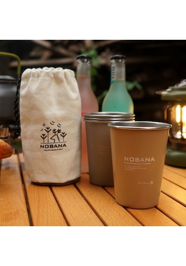 Nobana 4Pcs Kamp Bardağı Bardak Bpa Içermeyen Fda Sertifikalı 304 Paslanmaz Çelik Saklama Çantası Ile Içme Bardağı - Wilderness Style