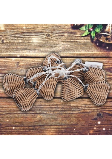 Skycity 10 Adet Kahverengi Doğal Rattan Toplumlu Led Işık Zinciri - Yatak Odası, Noel, Düğün Dekorasyonu - 3xaa Pil İle Çalışır Pil Dahil Değil Diğer