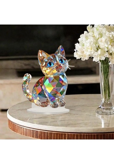Pazly Suntek Sevimli Sanatları Modern Minyatür Kedi Heykeli El 16cmx20cm Aa 16cmx20cm