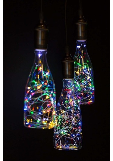 Pilli Renkli Peri Led Işık Saçak 10 Metre Dekoratif Aydınlatma (354600947)