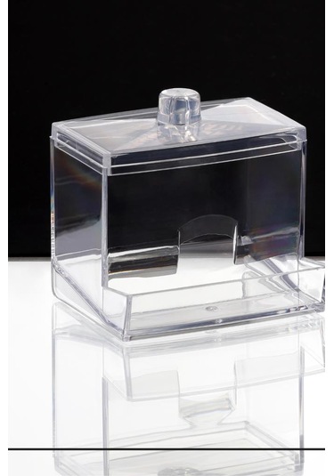 Flosoft Pamuklu Kulak Çubuğu Organizeri, Kulak Pamukluğu Kutusu Düzenleyici Şeffaf