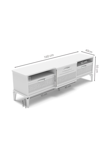 Tv Sehpası Tv Ünitesi Vera Beyaz Çizgili 5053 Çok Renkli