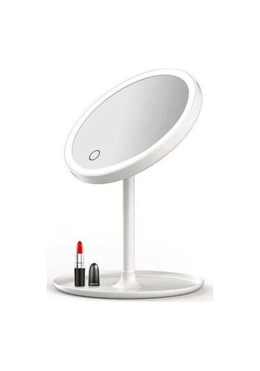 SM8 Dokunmatik Led Işıklı Usb Şarjlı Yuvarlak Makyaj Aynası Beyaz